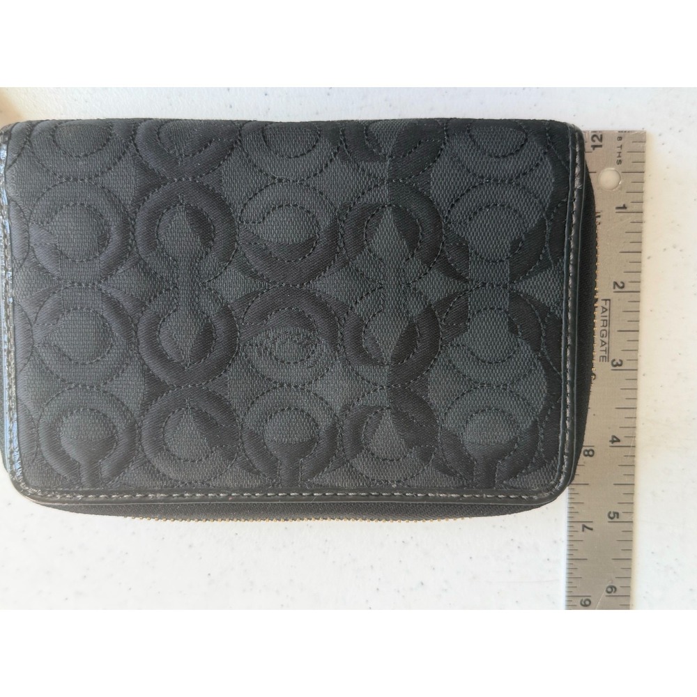 Vintage Coach Signature Stitch Black Op Art Stitched Wallet Card Holder - Picture 5 of 16